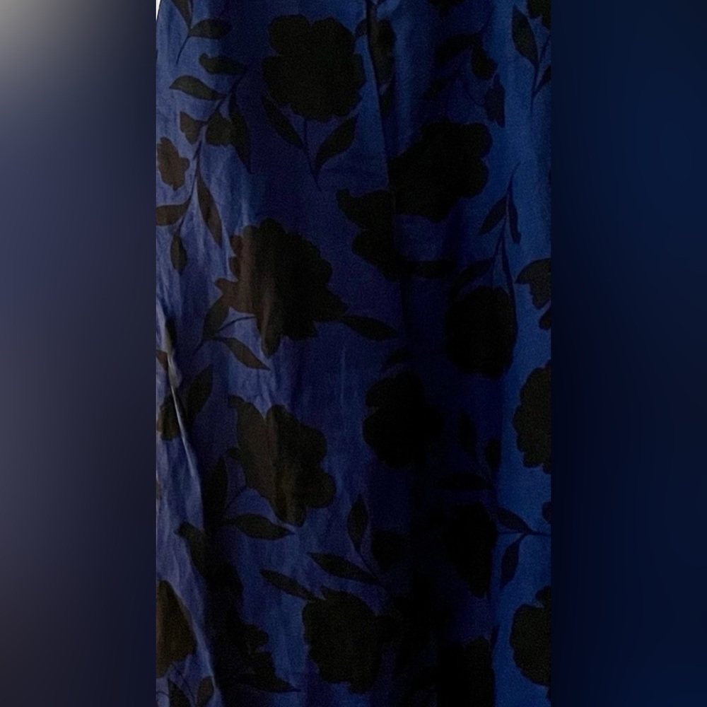 Kate Spade X Target 4 Classic Rose Navy Blue Black Floral Linen Blend Jumpsuit - Picture 7 of 7